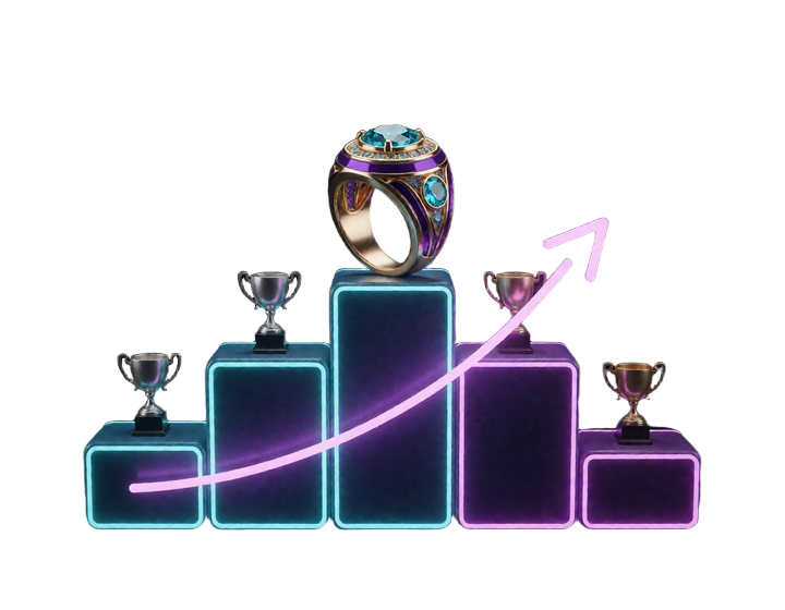 F&uuml;nf Neon-VIP-Stufen f&uuml;hren zu einem goldenen Champion-Ring im DudeSpin Casino