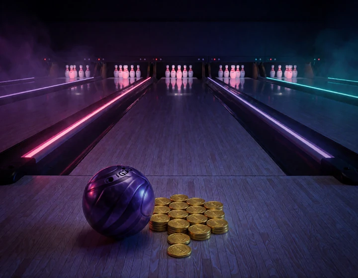 Offene Neon-Bowlingbahnen symbolisieren ein Online Casino ohne Limit und ohne deutsche 5-Sekunden-Regel